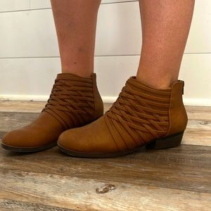 Brown ankle booties never worn